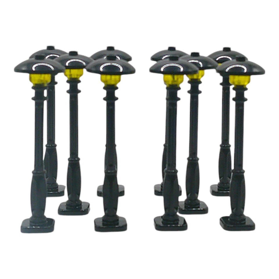 10X LEGO® Zubehör "Laternen schwarz mit gelber Lampe" Straßenlaterne Leuchte - Bild 1 von 4