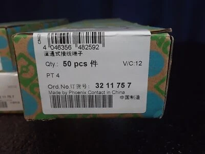 50Pcs/Box New For PHOENIX CONTACT In-Line Terminal Blocks PT4 3211757 - Image 1 of 4