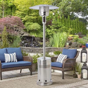48,000 BTU Propane Gas Outdoor Freestanding Patio Heater, Stainless Steel - Picture 1 of 5