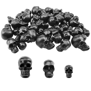 40 Conti Teschio Nero Mini Teschio Plastica Teste Decorazione Halloween Testa Scheletro... - Foto 1 di 4