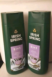 2 Irish Spring Body Wash 5 in 1 Shampoo Conditioner Body Face Deodorizer 20oz - Picture 1 of 3