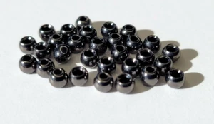 BRASS FLY TYING BEADS - 3.2mm - BLACK NICKLE - 30 Pc - Fly Tying Materials - NEW - Picture 1 of 1