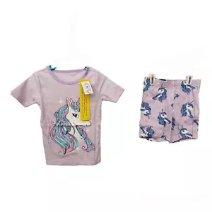 The Children's Place Girls Purple Unicorn Shorts Pajama Set-4 - Picture 1 of 3