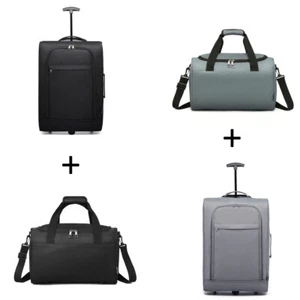Soft Suitcase Trolley Travel Case Cabin Hand Luggage Duffle Carry on Bag - Picture 1 of 40