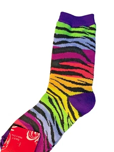 Ladies Rainbow Zebra Crew Poly/ Spandex Socks size 9-11 - Picture 1 of 2