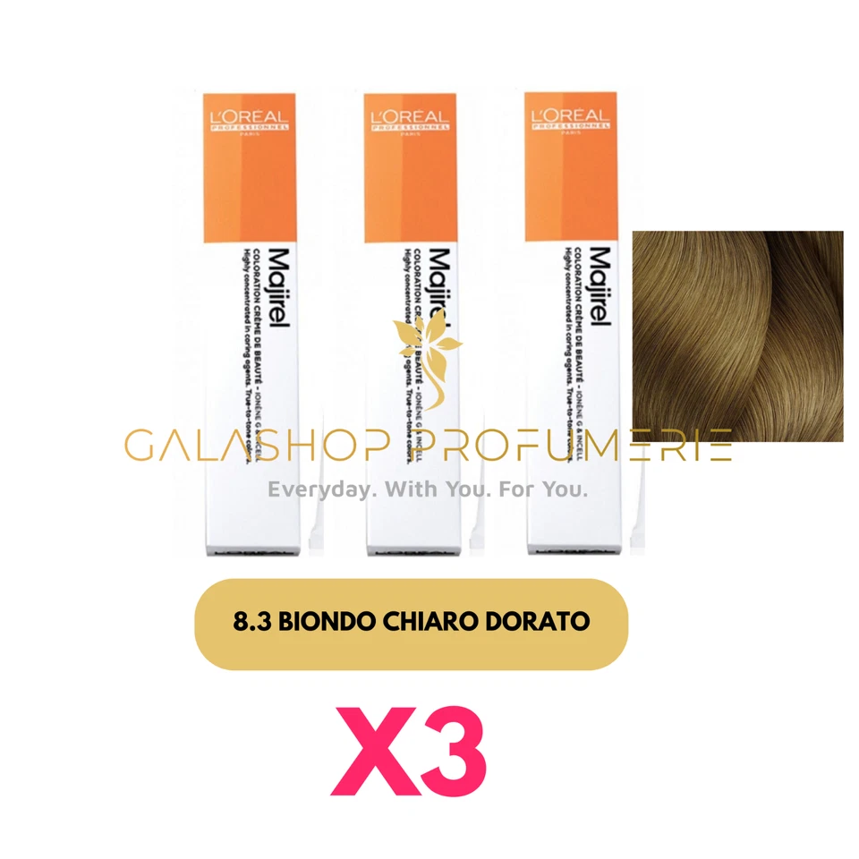 X3 Nuevo Majirel 8.3 Rubio Dorado Claro Color L'Oreal Color Permanente 3PZ Foto 1 de 1