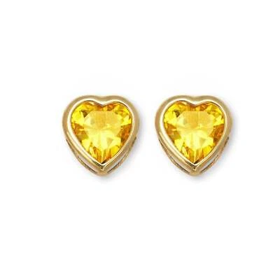 14K Solid Yellow Gold Heart Stud Earrings Birthstone 3MM X 3MM - Image 1 of 4