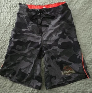 RETRO BOYS UNIVERSAL STUDIOS YOUTH XL 14 JURASSIC PARK CAMO SWIM SHORTS 10" Insm - Picture 1 of 3