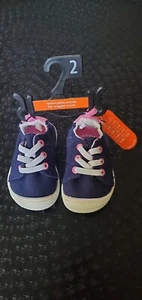 NWT Navy & Pink / Slip On- Toddler Sneakers 3 months. - Picture 1 of 5
