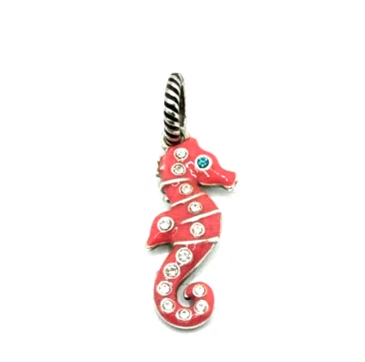 Brighton Seahorse Under the Sea Naranja Rosa Ocean Life Plata Dije Personalizado Foto 1 de 4