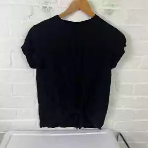 Jack Wills Women's Knotted Front Crewneck T-Shirt Short Sleeve Black Size 4 - Picture 1 of 7