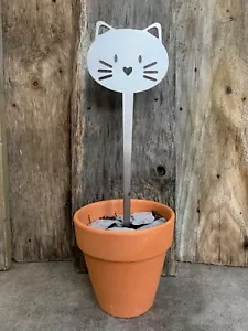 ADORNO ESTACA MACETA JARDÍN ESPIGA GATO INTERIOR EXTERIOR ACERO OXIDADO REGALO H - Imagen 1 de 2