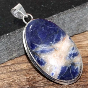 Sodalite 925 Silver Plated Gemstone Handmade Pendant 2.2" Superb Jewelry AU V268 - Picture 1 of 3