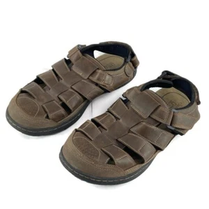 Croft & Barrow Sandals Mens 13 Brown Fisherman Denny Ortholite Comfort Hook Loop - Picture 1 of 11