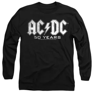 ACDC 50 Years Logo Unisex Adult Longsleeve T-Shirt, Black - Picture 1 of 3