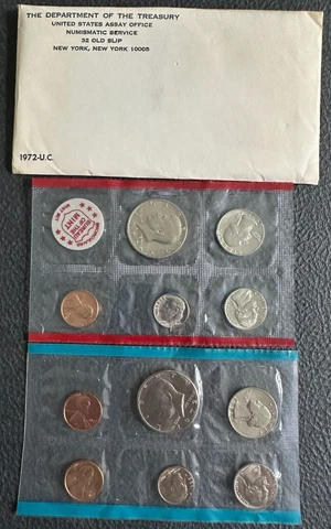 1972 US Mint Set - 11 Coins w/Envelope Cover