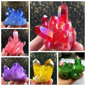 Natural Colorful Quartz Cluster Crystal Gem Stone Healing Mineral Specimen Reiki - Picture 1 of 17