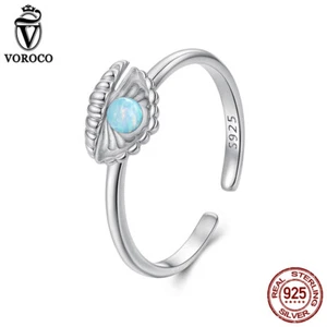 Anello aperto unico argento sterling 925 conchiglia iridescente donna regali gioielli Voroco - Foto 1 di 16