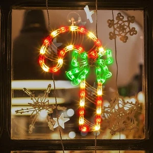 18" Lighted Candy Cane 50 Lights Window Christmas Sculpture Decoration New - Picture 1 of 3