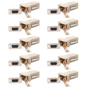 10 Pcs DB 9 RS232 Serial DB9 Female to RJ45 8P8C Network Modular Adapter Ivory - Picture 1 of 4