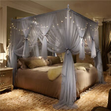 4 コーナーポストキャノピーベッド蚊帳寝具ツインサイズの寝室の装飾