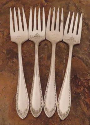 Oneida Sheraton Set of 4 Salad Forks Community Vtg Silverplate Flatware Lot D - Image 1 of 4