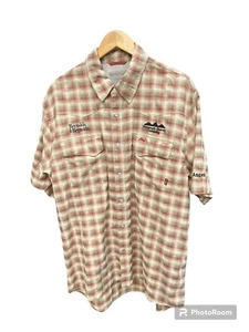 Simms Fishing Shirt XXL Mens Plaid Red Gray Embroidered Outdoor Short Sleeve - Picture 1 of 9