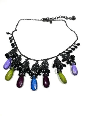 Collar Chico’s Tono Negro Multicolor Acrílico Cuelga Estrás AB  Foto 1 de 4