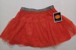 Tutu Glitter Mesh Skirt Orange Sz 4-5 Girls NWT Lined Cosplay Halloween Dress-up - Picture 1 of 5