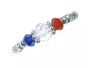 ANELLO PATRIOTTICO CYNTHIA LYNN "GIVE ME LIBERTY" 4 LUGLIO CRISTALLO ROSSO BIANCO BLU - Foto 1 di 1