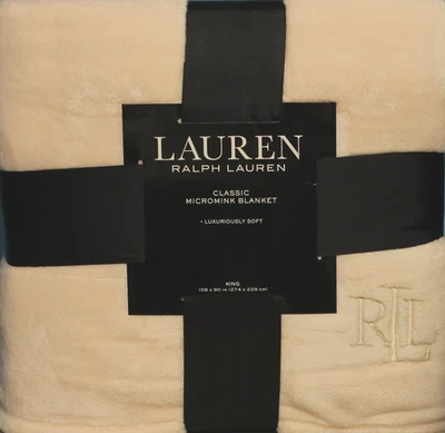 Ralph Lauren Classic Micromink Blanket King Blush Light Peach 108"x90" Lux-Soft - Image 1 of 3
