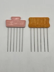 Pettine raccogli capelli vintage GOODY denti in metallo manico rosa retrò raccolta arancione confezione da 2 - Foto 1 di 9