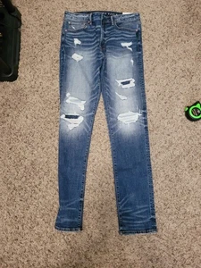 NWT Mens American Eagle 34x36 Slim Straight Blue Jeans Airflex + 35" Inseam New - Picture 1 of 6
