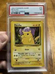 1999 POKEMON BASE SET UNLIMITED YELLOW CHEEKS #58 PIKACHU PSA 7 - Picture 1 of 2