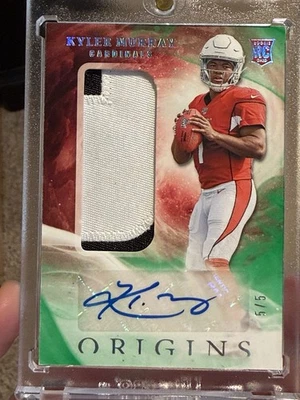 2019 Panini Origins Kyler Murray RC Jumbo Patch Auto Verde/5 Estado perfeito SSP Novato - Imagem 1 de 2