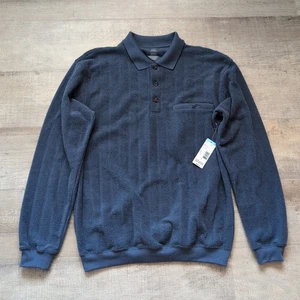 David Taylor Men M Polo Shirt Velour Terry Knit NEW W TAG Blue - Picture 1 of 7