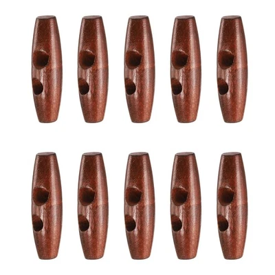 10 botones de palanca de madera 40 mm 2 agujeros madera oliva botón de costura, granate Foto 1 de 4