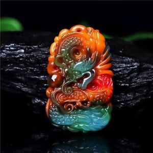 Jade Dragon Pendant Colorful Necklace Natural Jewelry Gemstones Necklaces