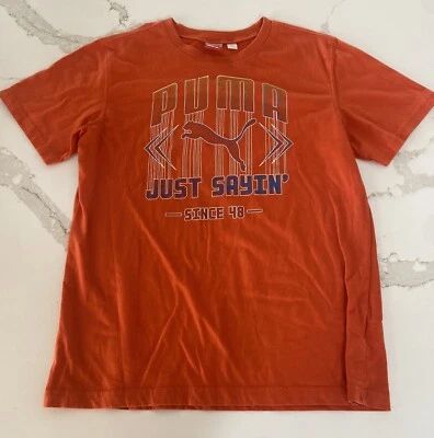 Puma Orange Soft T Shirt Youth L Large “Just Sayin’” Logo - Image 1 of 4