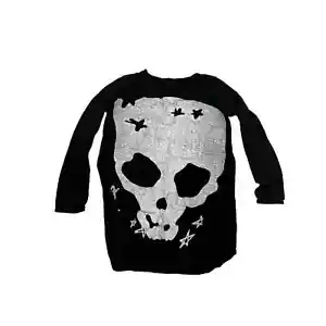 Black Long Sleeve Skull Tee - Picture 1 of 6