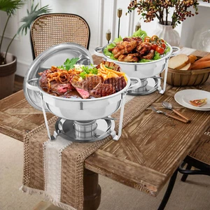 2/4/6/8 Pack Stainless Steel Chafing Dish Set, 5QT Round Catering Food Warmer - Picture 1 of 43