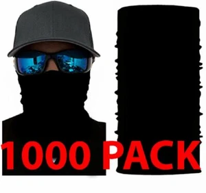 BULK 1000 PACK Black Bandana Face Shield Mask Headwear Fishing Biker Neck Tube - Picture 1 of 1
