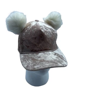 Justice Girl Pompom Ears Shimmer Soft Fuzzy Cute Adjustable Baseball Hat - Picture 1 of 5