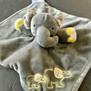 Stephan Baby Gray Elephant Security Blanket Lovey Rattle Teether Security Yellow
