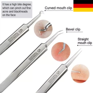 3xDoppelhaken Pinzette Akne Nadeln Edelstahl Mitesser Entferner Pickel Clips Kit - Picture 1 of 19
