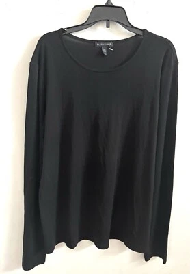 Женская эластичная футболка Eileen Fisher вязаный декольте черный топ L классическая повседневная - Изображение 1 из 4