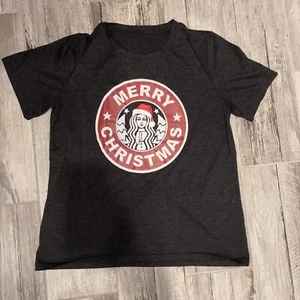 Merry Christmas Starbucks tee Shirt gray Large - Picture 1 of 5