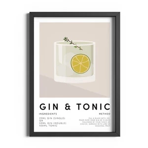Gin And Tonic Cóctel Regalo Receta Póster Cocina Pared Arte Bebida Estampado Bar Decoración - Imagen 1 de 59