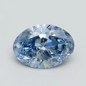 1 CT Oval Fancy Vivid Blue Lab Grown Diamond For Engagement Ring - IGI Certified - Picture 1 of 2