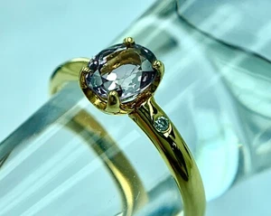 Fine Jewelry For Her 9K Gold Band Natural LAVENDER SPINEL & Diamond Wedding Ring - Picture 1 of 5